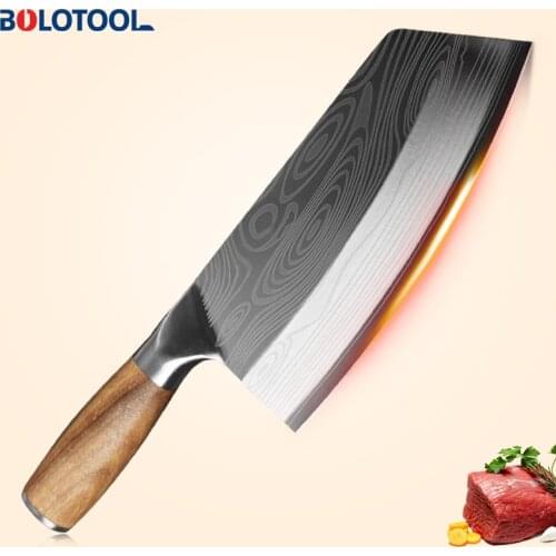 8 Inch Kitchen Knife Damascus Laser Pattern 40Cr13 Stainless Steel