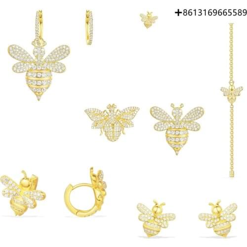 925 Sterling Silver Original 1:1 High Quality Golden Bee Series Earrings Gift For Women Female Jewelry Engraved Logo