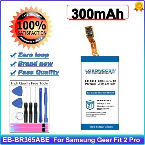 LOSONCOER 300mAh EB-BR365ABE Battery for Samsung Gear Fit2 Pro Fitness SM-R365 R365 Gear Fit 2 Pro GH43-04770A Batteries
