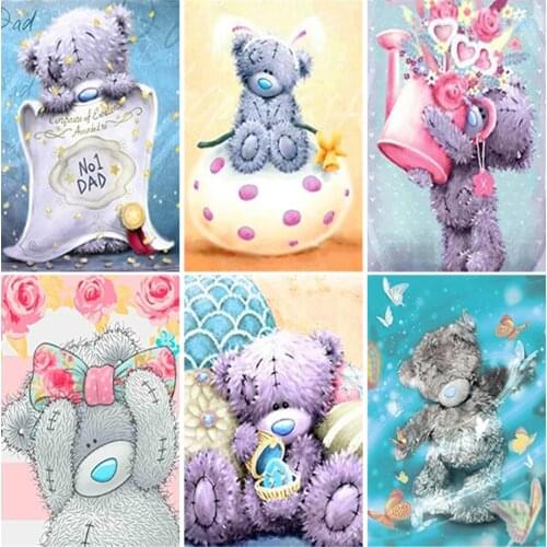 5D Diamond Painting Bear Cross Stitch Kits Mosaic Diamond Embroidery Full Round Square Cartoon Picture Of Rhinestone Home Decor