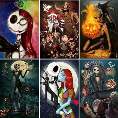 5D DIY Diamond Painting Halloween Scary Pumpkin Mr. Skull Cross Stitch Set Diamond Embroidery Gift Custom Home Decoration