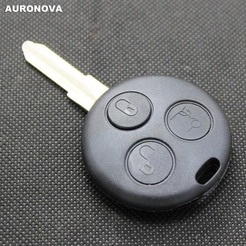AURONOVA New Replace Key Shell for Mercedes Benz Smart Fortwo Forfour 3 Buttons Remote Car Key Case With Uncut Blade