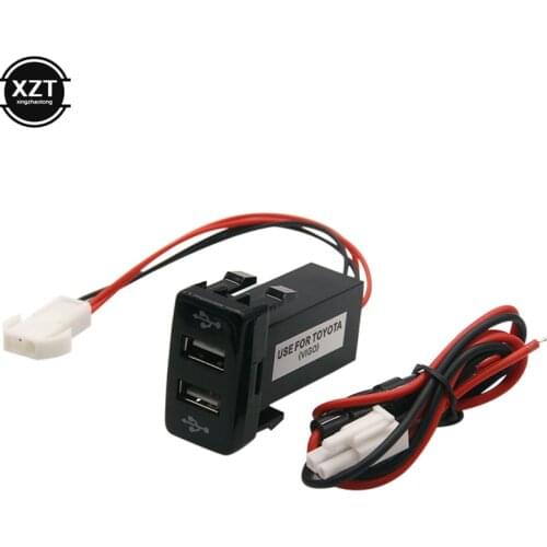 2.1A Dual USB Socket Car Charger 2 USB Port USB Charge Socket Adapter Dashboard Cell Phone Charger Audio Ports for TOYOTA VIGO