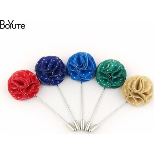 BoYuTe (10 Pieces/Lot) High Quality Hand Made Fabric Flower Lapel Pin Men Wedding Boutonniere Pins