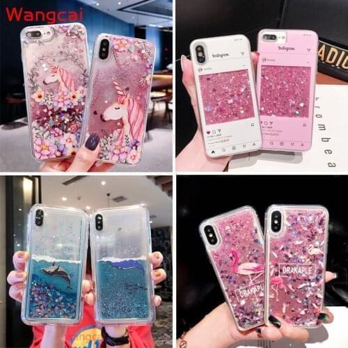 Unicorn Liquid Case For OPPO A53 2020 A72 5G Cover Quicksand Dynamic Flower For OPPO A92 A52 A92S Realme 6 5 Reno 3 Pro A91 Case
