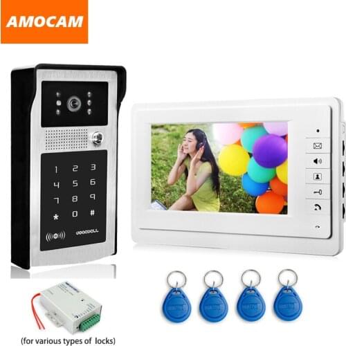 7" Video Doorbell Door Phone Intercom System Aluminum Alloy night vision Camera password RFID Card Unlock video interphone