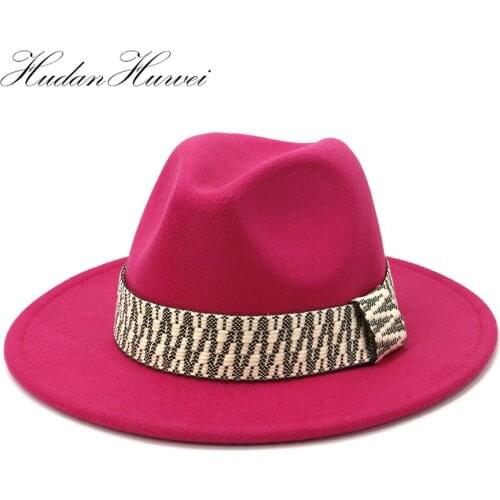 Autumn Winter British Classical Men Women New Jazz Woolen Felt Fedora Hat Wide Brim Church Wedding Top Caps