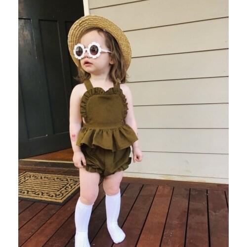 Hipapa Summer Newborn Baby Girls Clothes Sets Backless Linen Cotton Top + Shorts Toddler Outfit Princess Baby Girl Clothing
