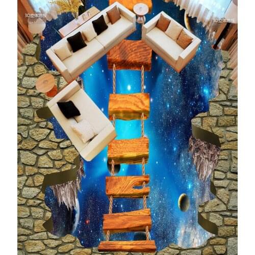 World wooden bridge Bathroom 3d wallpaper floor Photo floor wallpaper 3d stereoscopic Home Decoration