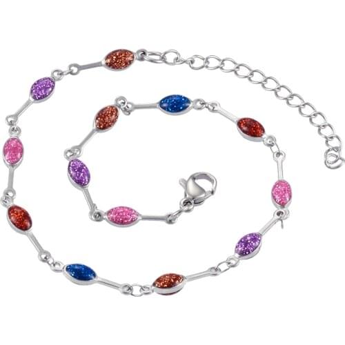 Hot Fashion Stainless Steel Fold Bracelet Female Eyes Gift Enamel Bead Bracelet Jewelry Gift 5mm