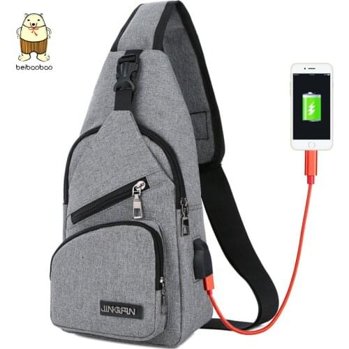 Beibaobao Male USB Charging Anti Theft Chest Bag School Summer Short Trip 2021