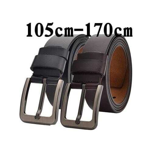 150 160 170cm Genuine Leather Mens Leisure Belt Pin Buckle Good Quality Large Size Male Belts Luxury Designer Belt Mens Gifts
