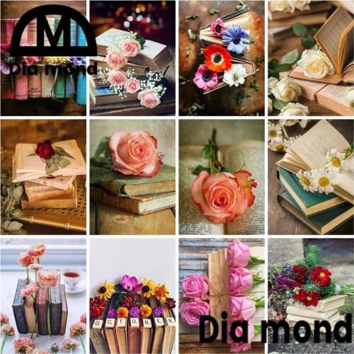 Peony Rose Flower Diamond Embroidery Complete Kit Book 5D Diamond Art Painting Landscape Mosaic Cross Stitch Home Decoration