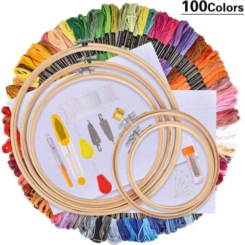 50/100 Colors Embroidery Circles Set Embroidery Thread Sewing Tool Adjustable Skein Punch Needle Stitching Accessories