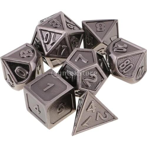 Pack of 7 Zinc Alloy Multi Sided Dices D4-D20 for Dungeons Dragons RPG MTG Board Game Accessory DIY