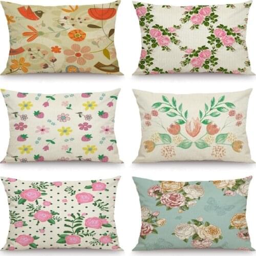XUNYU 30X50cm/40x60cm Cushion Cover Cartoon Flowers Pillow Case Kids Room Decorative Throw Pillow Cover for Sofa Bedroom JX016