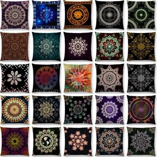 New Dreamy Emerald Spirit Flower Pillow Case Soul Mandala Elegant Flourish Floral Pattern Design Prints Retro Cushion Cover