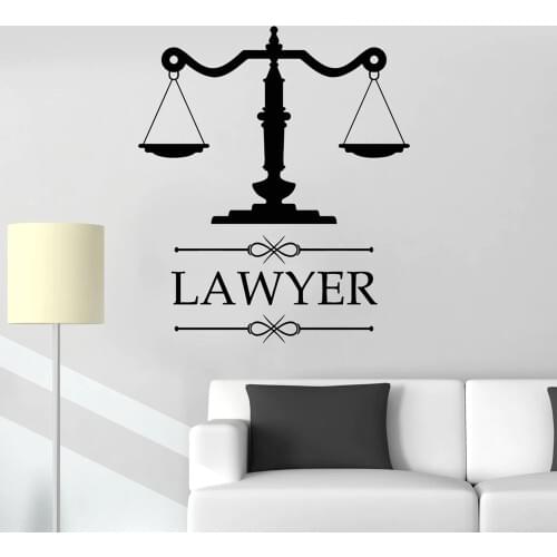 New Design Law Office Sign Lawyer Attorney Vinyl Decal Personalized Sticker Company Name Scale of Justice Window Decoration LW77