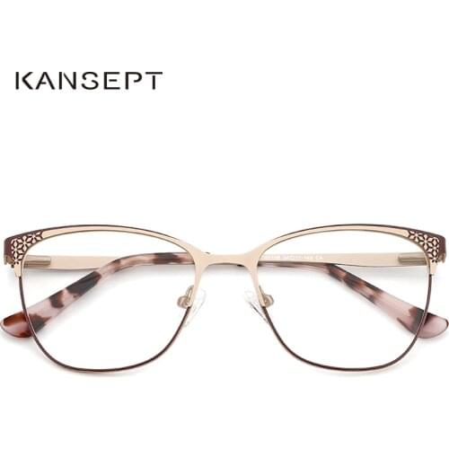 KANSEPT Metal Eye Glasses Frame Women Stylish Eyeglasses Retro Brand Designer Optical Prescription Glasses Spectacle