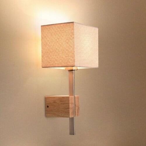 Original solid wood art wall lamp Nordic creative living room lamp bedroom bedside lamp aisle hotel room solid wood wall lamp