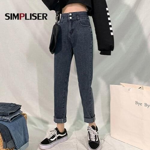 Autumn Winter Warm Jeans Harem Pants Women 2021 High Waisted Loose Straight Pants Blue Grey Mom Jeans Thicken Velvet Trousers