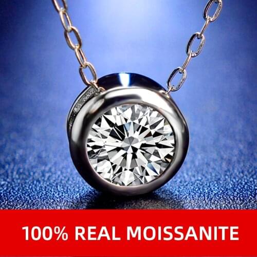 NYMPH Moissanite Dimond 1.0ct D color round 925 sterling silver necklace, exquisite jewelry, for womens party gifts