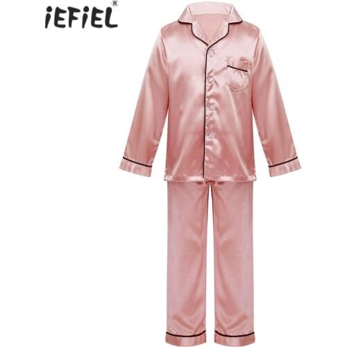 Girls Pajamas 2021 Spring Autumn Long Sleeve Childrens Sleepwear Silk Pajamas Set Boys Pyjamas Sets for Kids Nightwear Set