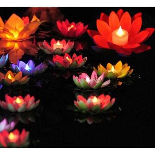 Floating Lotus Light Pool Outdoor Garden Water Flower LED Lamp Lights Electronic Candle Night Lamp Landscape Decor