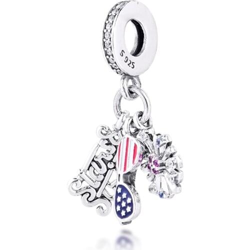 Fits For Bracelets Necklaces American Icons Beads 100% 925 Sterling-Silver-Jewelry Charms Free Shipping