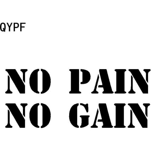 QYPF 16CM*6.5CM Car Styling No Pain No Gain Vinyl Car Sticker Decal Black Silver Decoration C15-2710