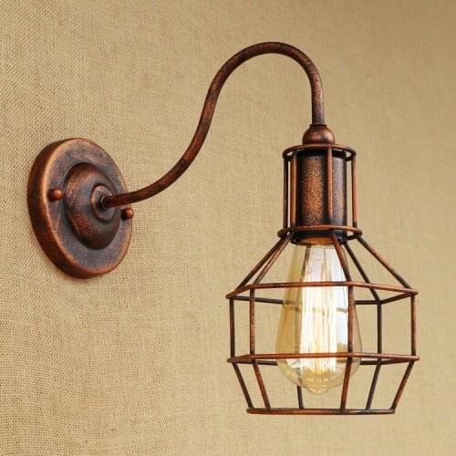 RH Long Arm Personality Rust-colored Study Living Room Bedside American Bar Wall Light Led Sconce Indoor Retro Vintage Wall Lamp