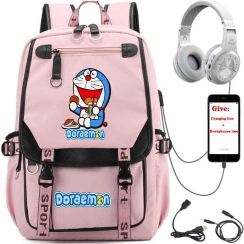USB Charging teenagers Laptop packsack anime Doraemon backpack student School book Bag Women men Travel Backpack