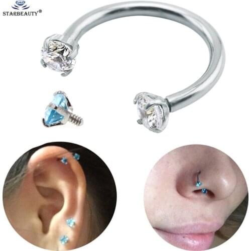 Starbeauty 16G 8mm C Shape Bijoux Nose Ring Septum Helix Piercing Tragus Piercing Nose Hoop Women Pircing Cilp Earrings Jewelry
