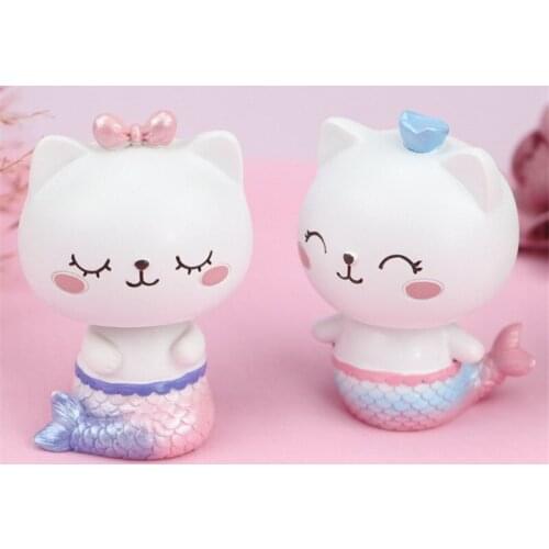 Car Shaking Head Ornaments Dashboard Toys Home Decor Girly Heart Cat Desktop Decoration Room Bedside Table Adornment Accessories
