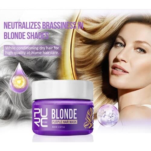 Magical treatment hair mask Purple Hair Mask Repairs Frizzy make hair soft smooth Removes yellow and brassy tones hair mask