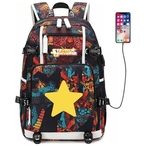Steven Universe Gregs Star Backpack kids Schoolbag USB Charge Travel Mochila