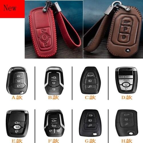 High-Quality Leather Car Smart Key Case Cover for Ford Focus Escort Territory Taurus Ecosport Kuga Edge Mondeo Car Accessories