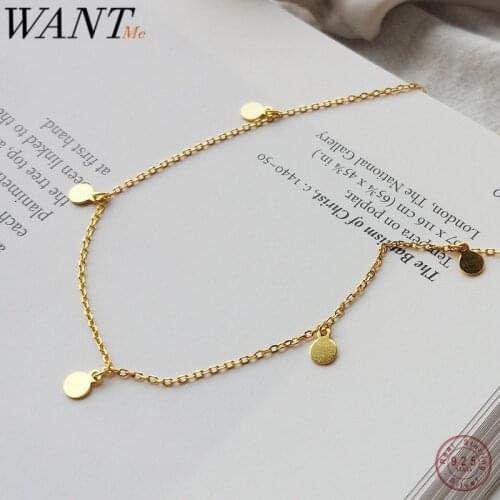 WANTME Fashion Genuine 925 Sterling Silver Sweet Round Dangle Short Clavicle Necklace for Women Minimalism Jewelry Accessories