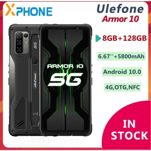 Ulefone Armor 10 5G Rugged Phone 8GB 128GB Android 10 64MP Camera IP68/IP69K 5800mAh Support 5G OTG NFC Smartphone