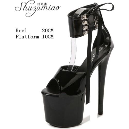 Model Lace Up Womens Shoes 17 CM Super High Heel Sandals 2021 Sexy Party Club Catwalk T Stage Striptease Show Pole Dance Shoes