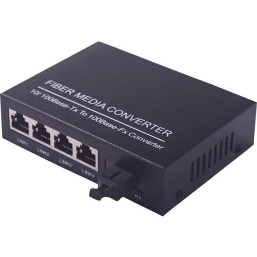 1 pair 4 Channel Single-mode single fiber media converter optical transceiver 4 RJ-45 Ethernet ports 1 SC 10/100M Network Modem