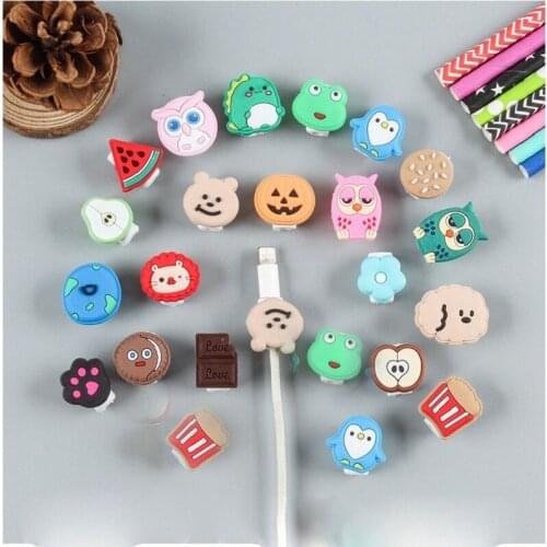 100pcs/lot Cartoon Cable Protector Headphones Line Saver Cable Winder Cord Holder Data Cable Protection for iphone 5 6 7 8 X