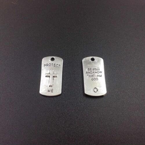 15*30mm 25pcs Tibetan Silver Letter Protect Me Charms/Be Still And Know That I Am God Charms Pendant/Cross Charm Pendant