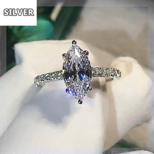 2020 new gem-set advanced diamond-shaped six-sided ring ladies cute romantic charm style engagement diamond ring