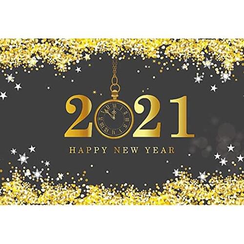 2021 New Years Backdrop 2021 Twinkle Golden Star Photography Background Holiday Celebration Party Decor Photo Booth Studio Prop