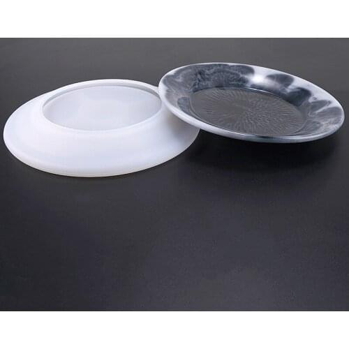 2021 New Crystal Glue Saucer Mold DIY Plate Dish Handmade Round Flat Bottom Plate Highlight Mirror Plate Silicone Mold Wholesale