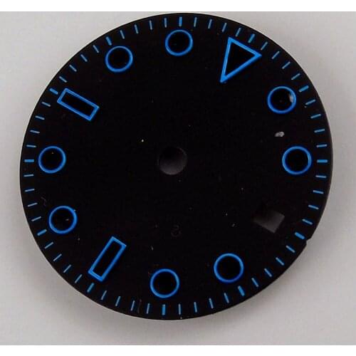 28.5mm Black Sterile Watch Dial Blue Marks Fit ETA2836 Miyota 8215 821A 8205 MOVEMENT