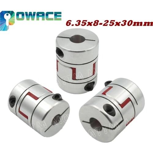 5Pcs 6.35mm to 8mm CNC Flexible Jaw Spider Plum Coupling Shaft Coupler 6.35x8mm D25L30