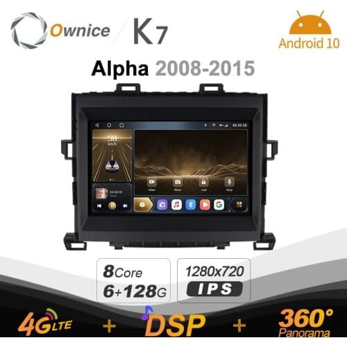 720P K7 6G+128G 720P Android 10.0 Car Radio for Toyota Alpha 2008 -2015 GPS 2din 4G LTE 5G Wifi autoradio 360 SPDIF 1280*720