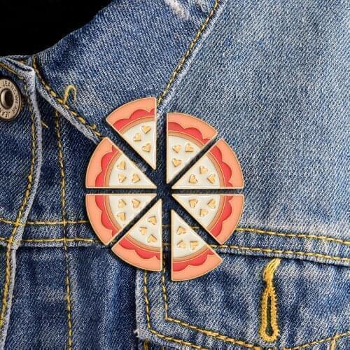 8pcs / set Pizza My Heart Lapel Pin BFF Best Friend Forever Friendship Brooch Commemorative Pin backpack Accessories